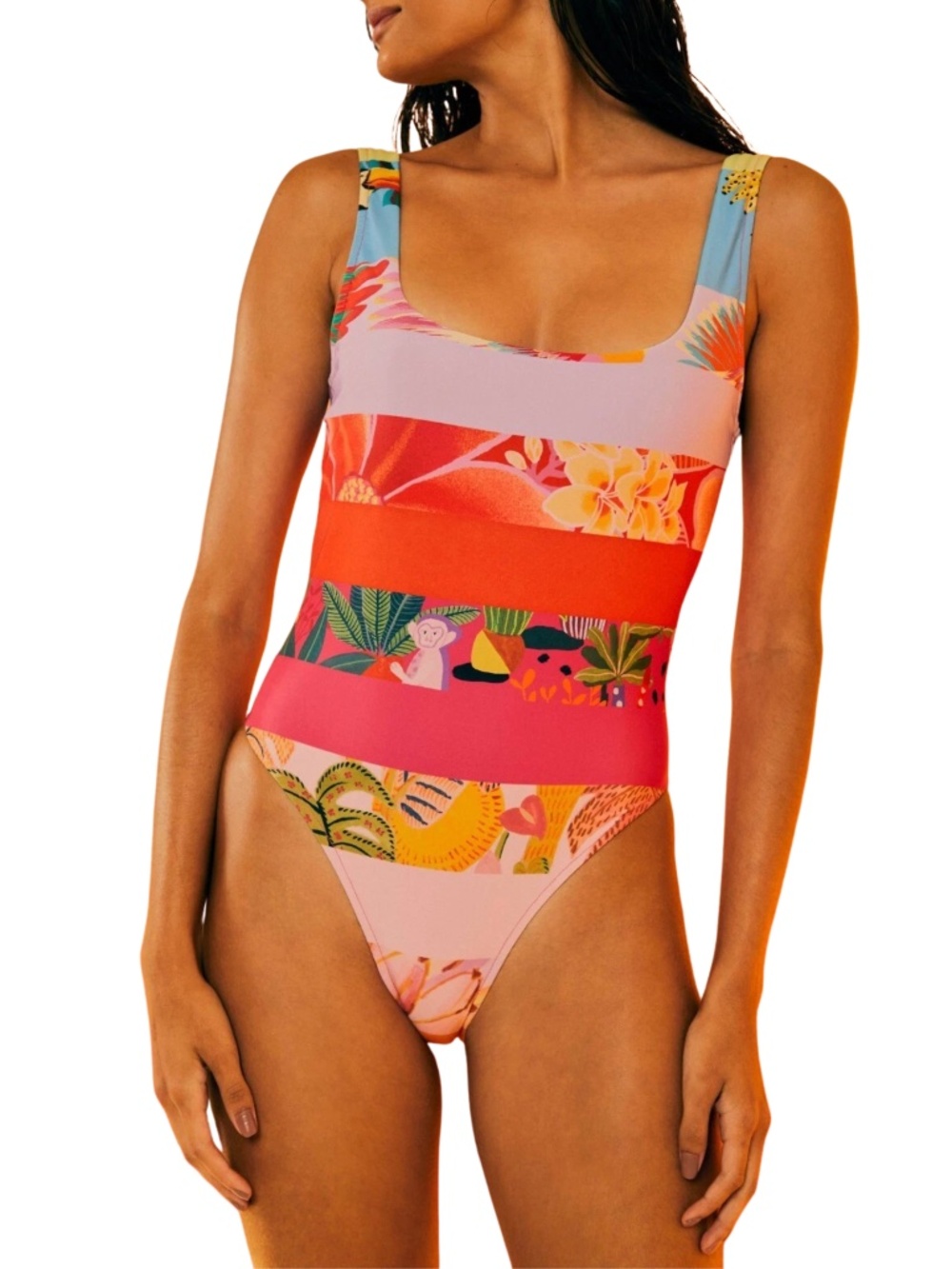 Farm Rio NWT Rainbow Forest One Piece Swimsuit Sz. XS